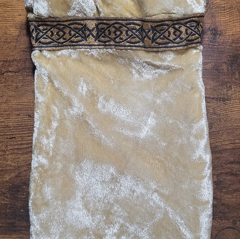 Elegant Velvet Gold/Tan Drawstring Renaissance or Cosplay Bag